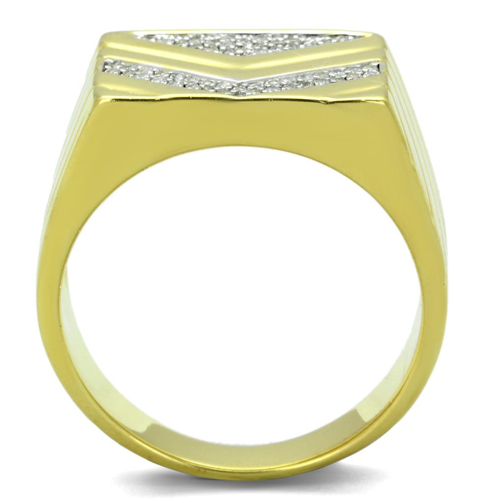 TS234 - Gold+Rhodium 925 Sterling Silver Ring with AAA Grade CZ  in Clear-2