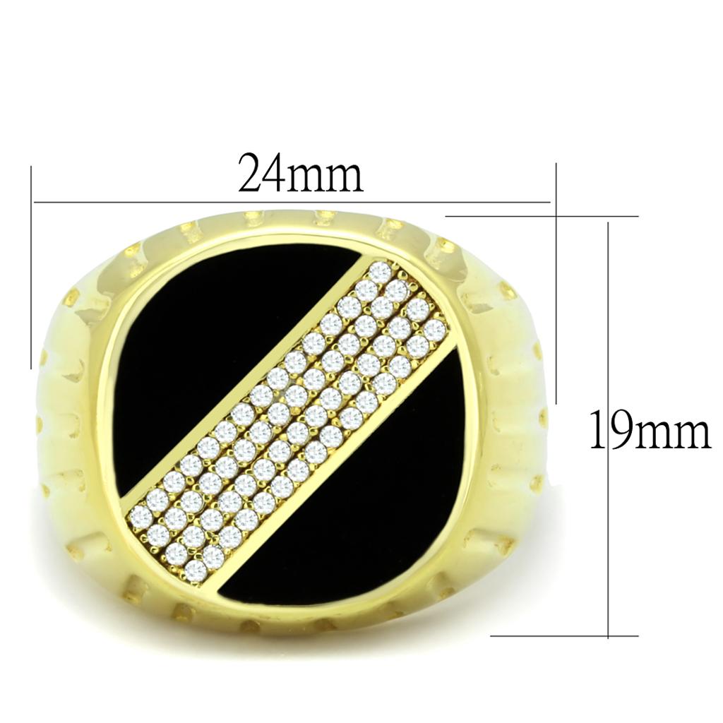 TS235 - Gold 925 Sterling Silver Ring with AAA Grade CZ  in Clear-1