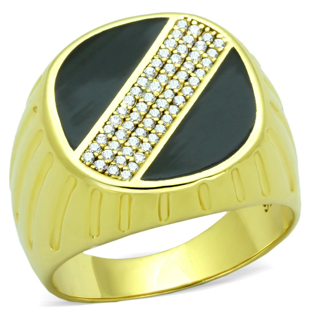 TS235 - Gold 925 Sterling Silver Ring with AAA Grade CZ  in Clear-4