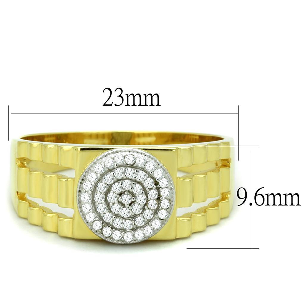 TS237 - Gold+Rhodium 925 Sterling Silver Ring with AAA Grade CZ  in Clear-1