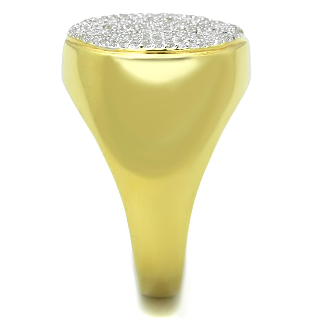 TS238 - Gold+Rhodium 925 Sterling Silver Ring with AAA Grade CZ  in Clear-3