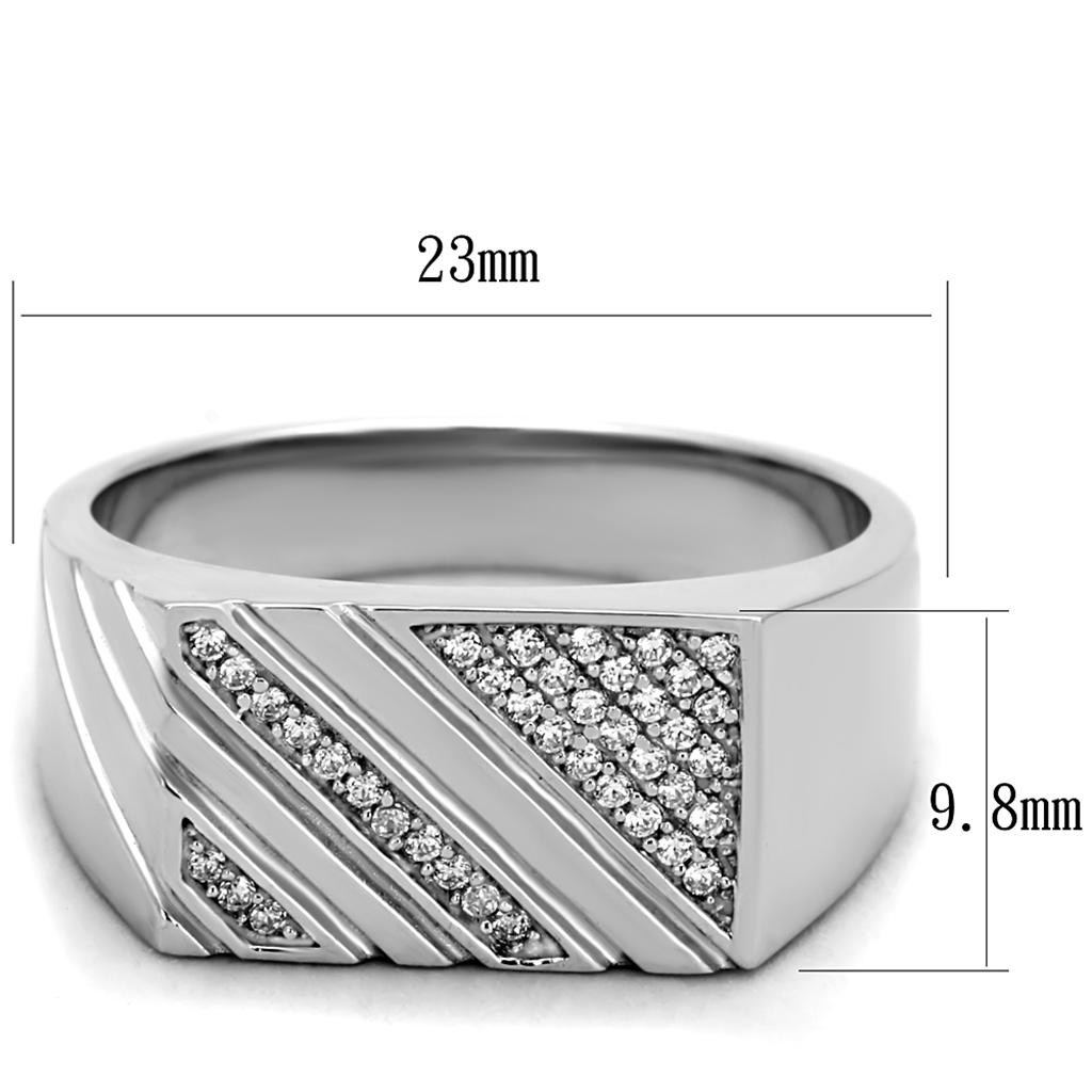 TS240 - Rhodium 925 Sterling Silver Ring with AAA Grade CZ  in Clear-1