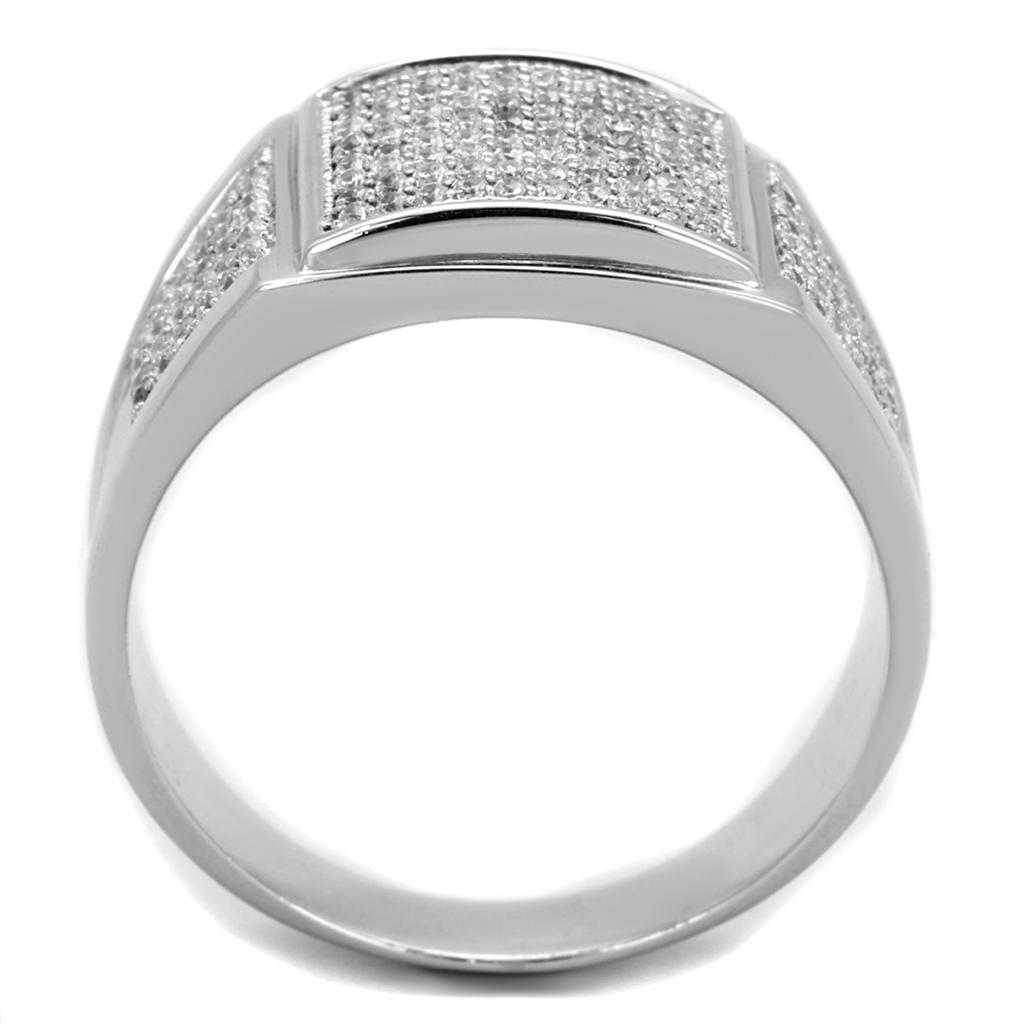 TS241 - Rhodium 925 Sterling Silver Ring with AAA Grade CZ  in Clear-2