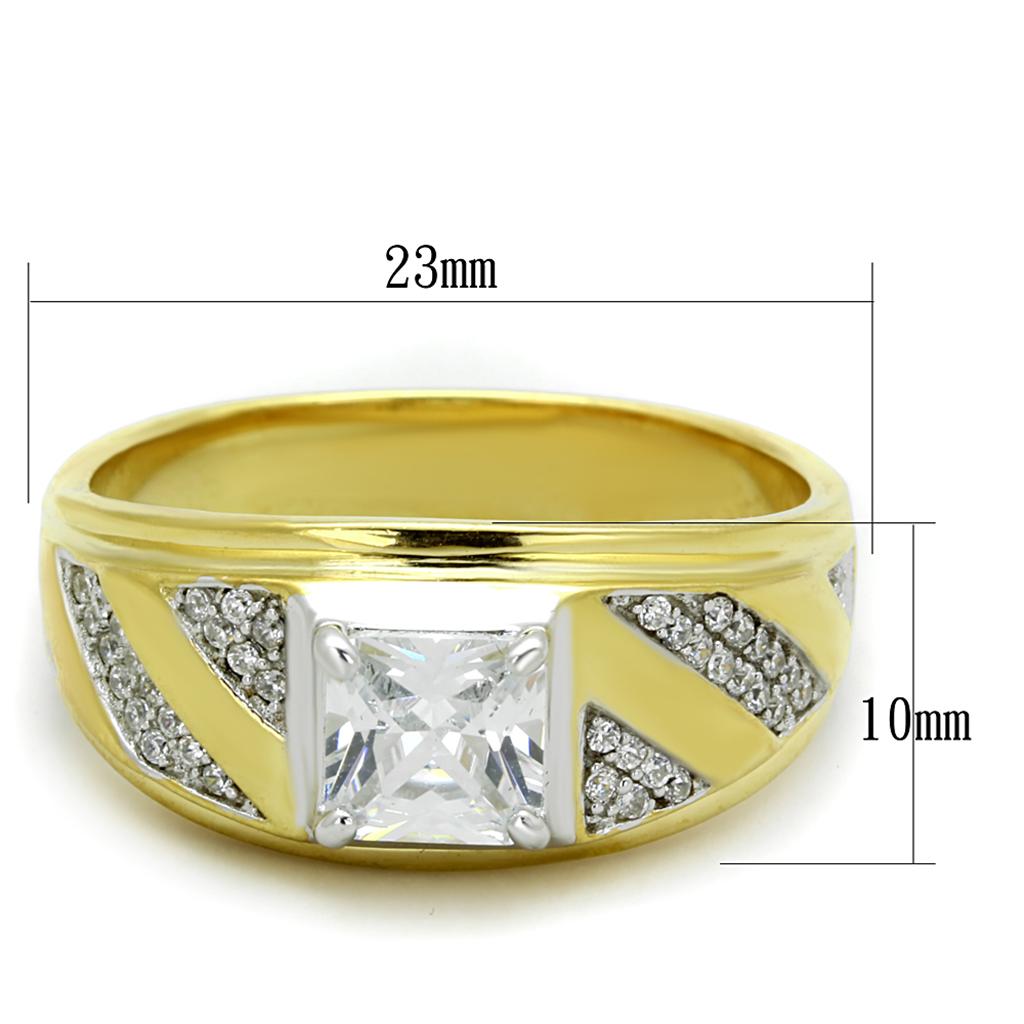 TS247 - Gold+Rhodium 925 Sterling Silver Ring with AAA Grade CZ  in Clear-1