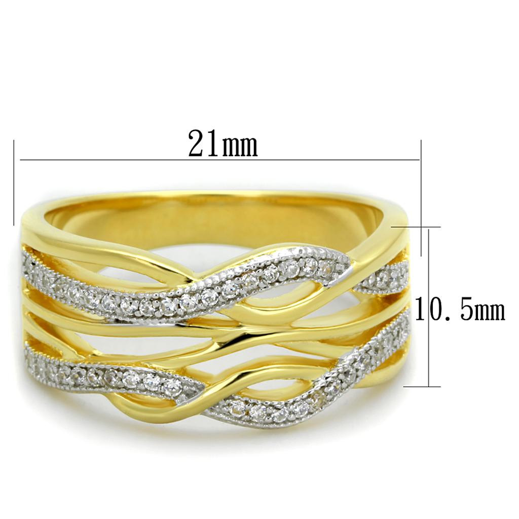 TS253 - Gold+Rhodium 925 Sterling Silver Ring with AAA Grade CZ  in Clear-1