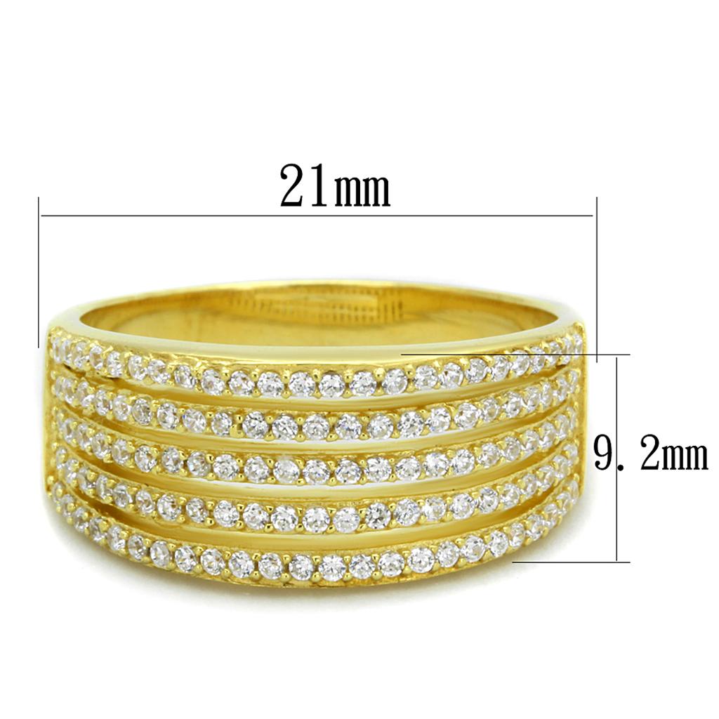 TS254 - Gold 925 Sterling Silver Ring with AAA Grade CZ  in Clear-1
