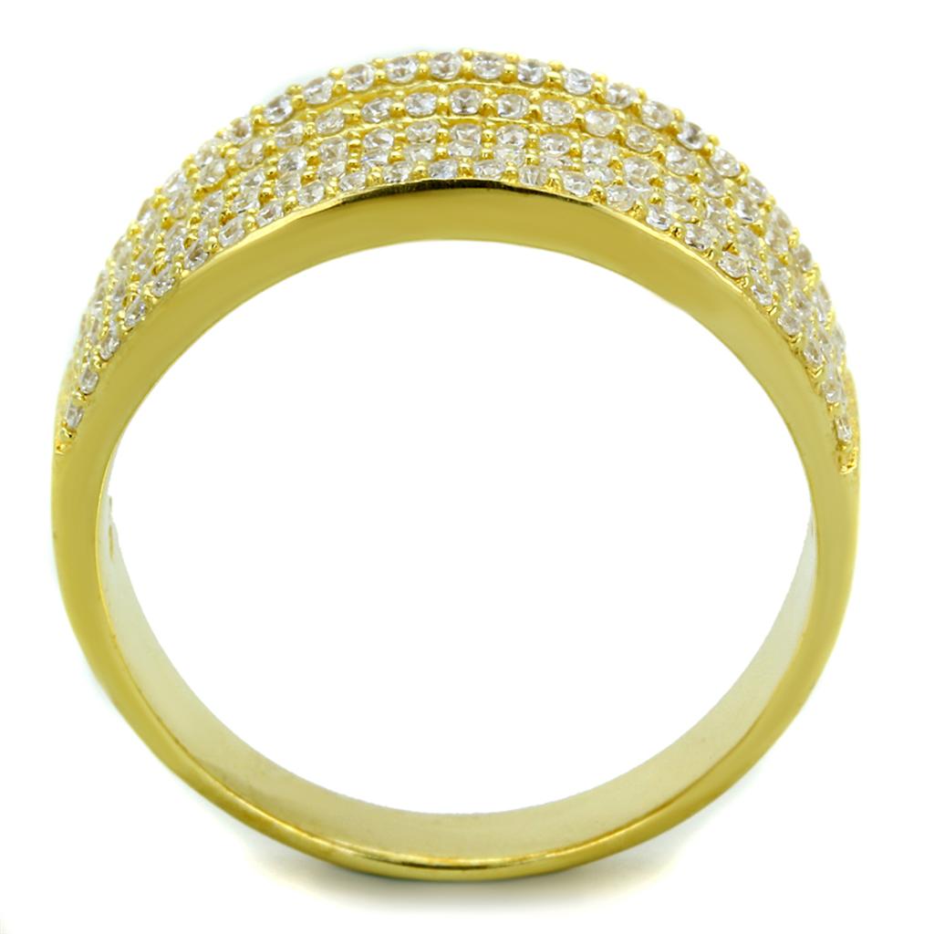 TS254 - Gold 925 Sterling Silver Ring with AAA Grade CZ  in Clear-2