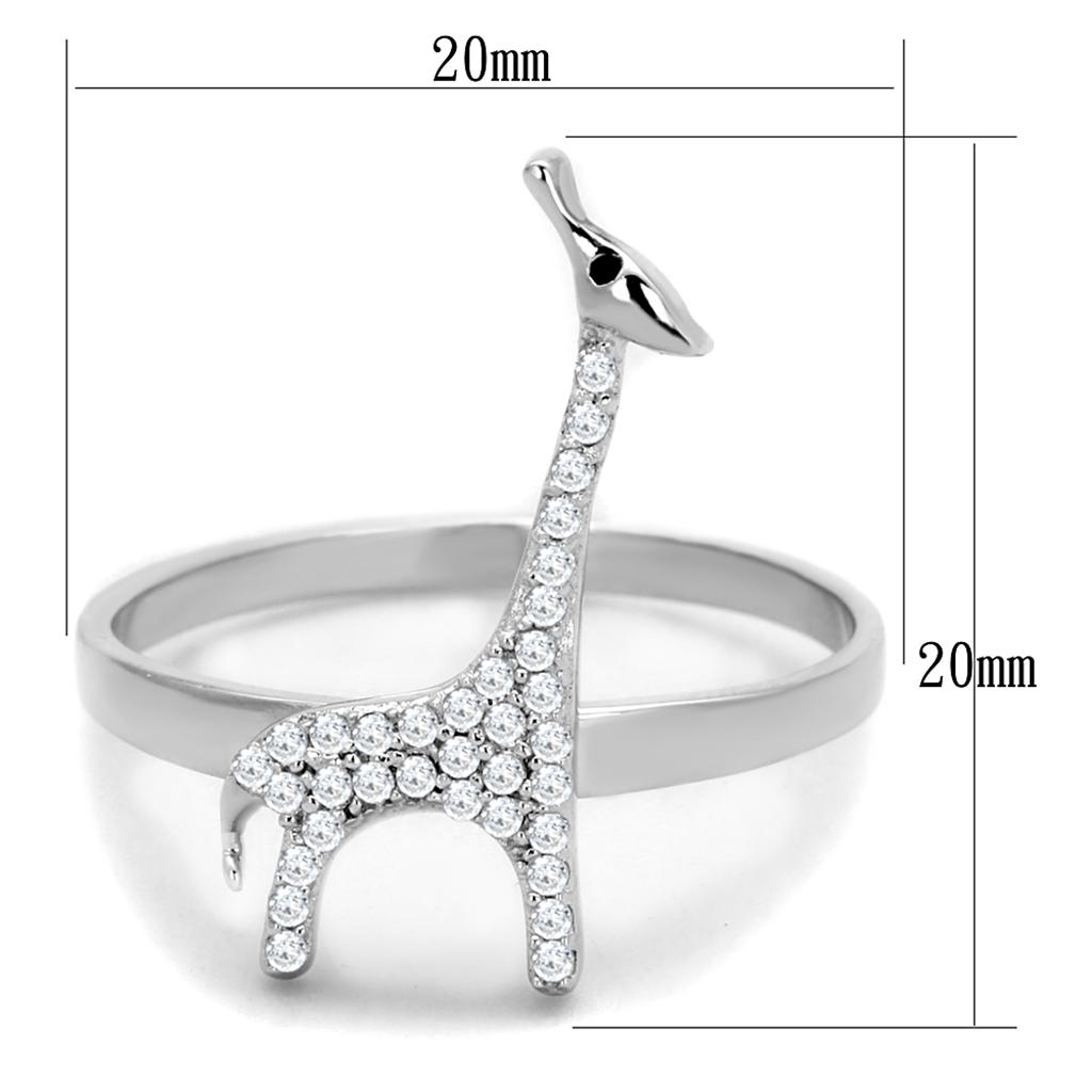 TS255 - Rhodium 925 Sterling Silver Ring with AAA Grade CZ  in Clear-1