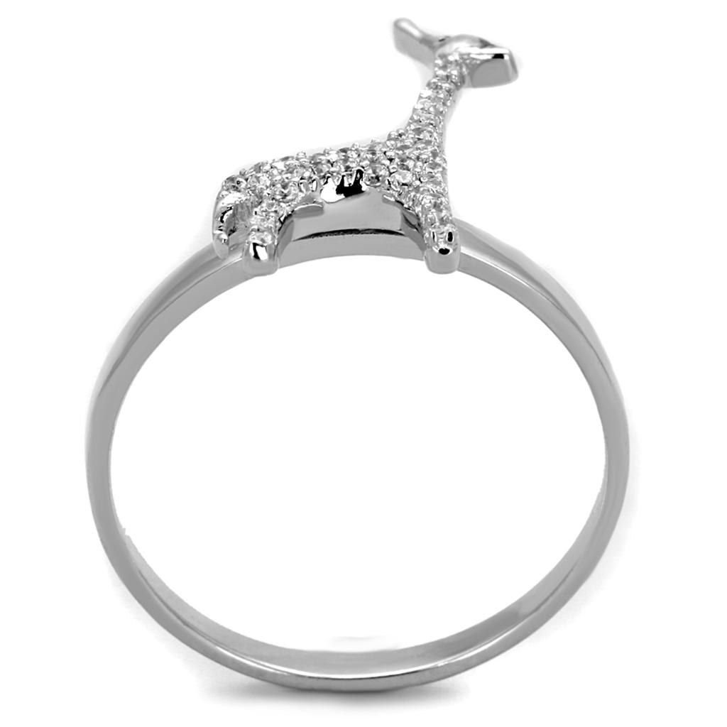 TS255 - Rhodium 925 Sterling Silver Ring with AAA Grade CZ  in Clear-2