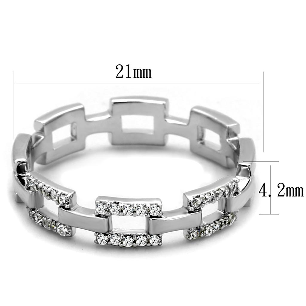 TS257 - Rhodium 925 Sterling Silver Ring with AAA Grade CZ  in Clear-1