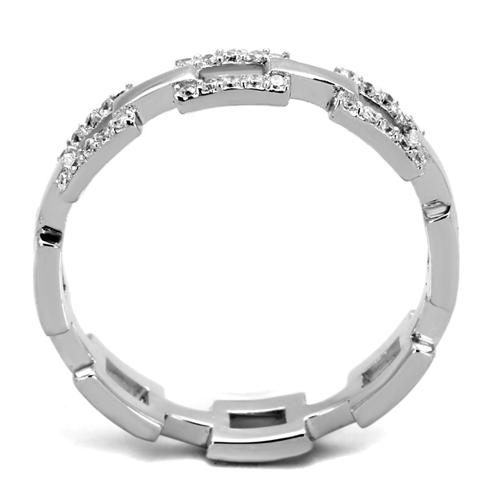 TS257 - Rhodium 925 Sterling Silver Ring with AAA Grade CZ  in Clear-2