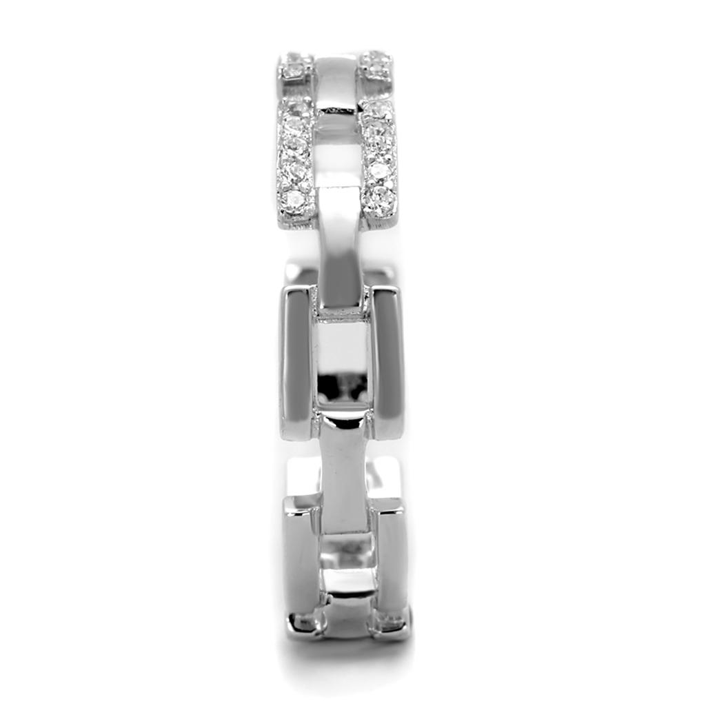 TS257 - Rhodium 925 Sterling Silver Ring with AAA Grade CZ  in Clear-3