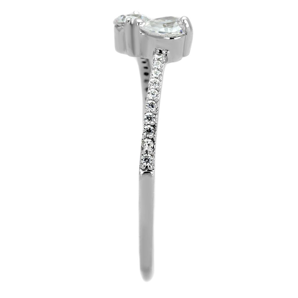TS258 - Rhodium 925 Sterling Silver Ring with AAA Grade CZ  in Clear-3