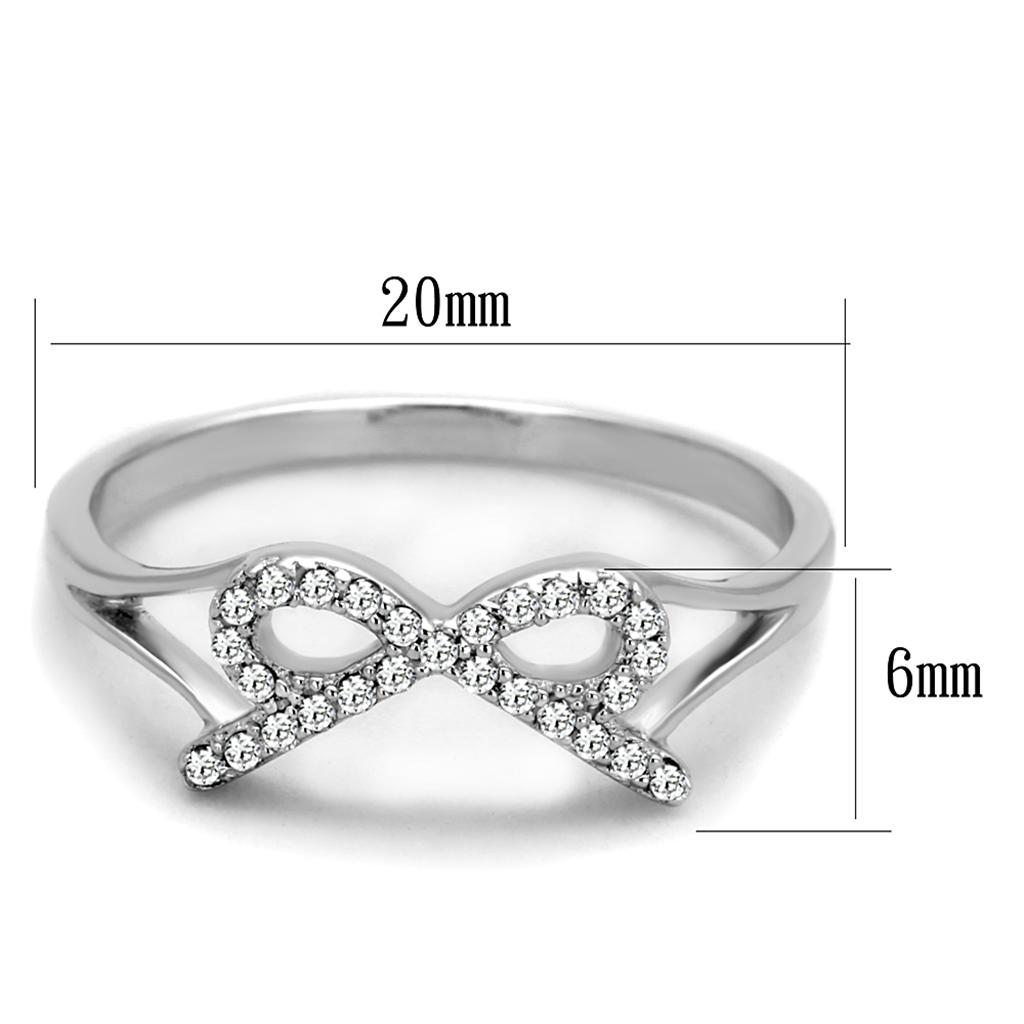TS259 - Rhodium 925 Sterling Silver Ring with AAA Grade CZ  in Clear-1