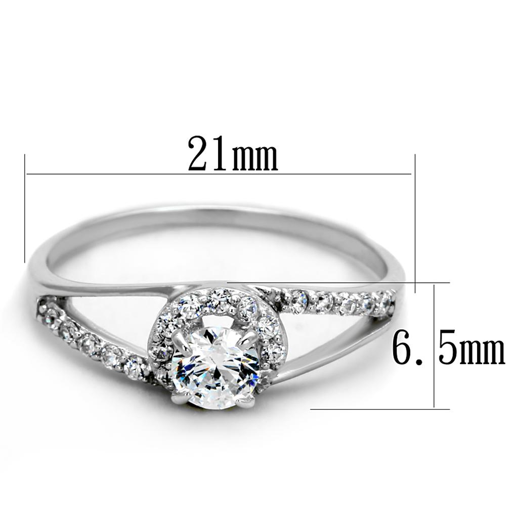TS263 - Rhodium 925 Sterling Silver Ring with AAA Grade CZ  in Clear-1