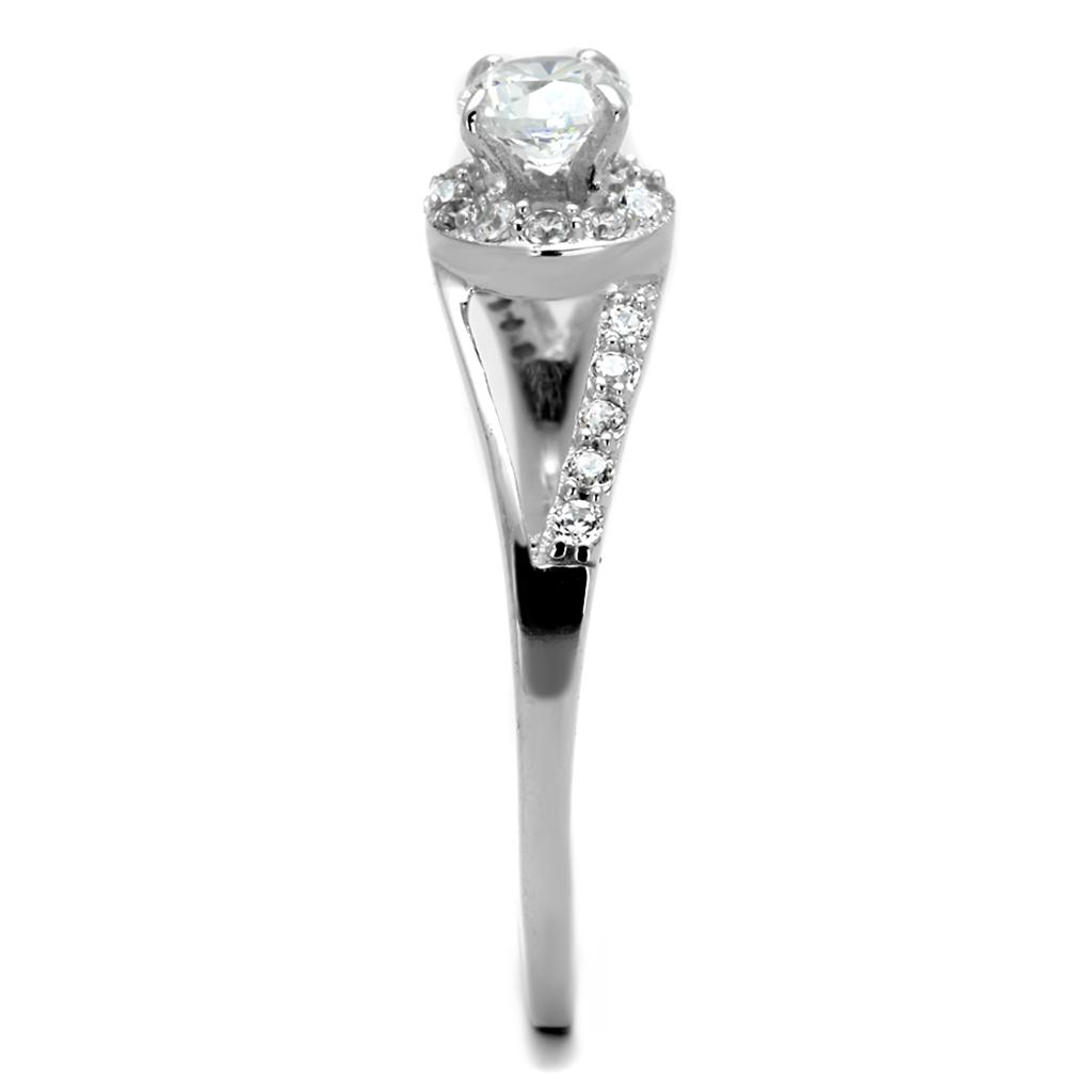 TS263 - Rhodium 925 Sterling Silver Ring with AAA Grade CZ  in Clear-3