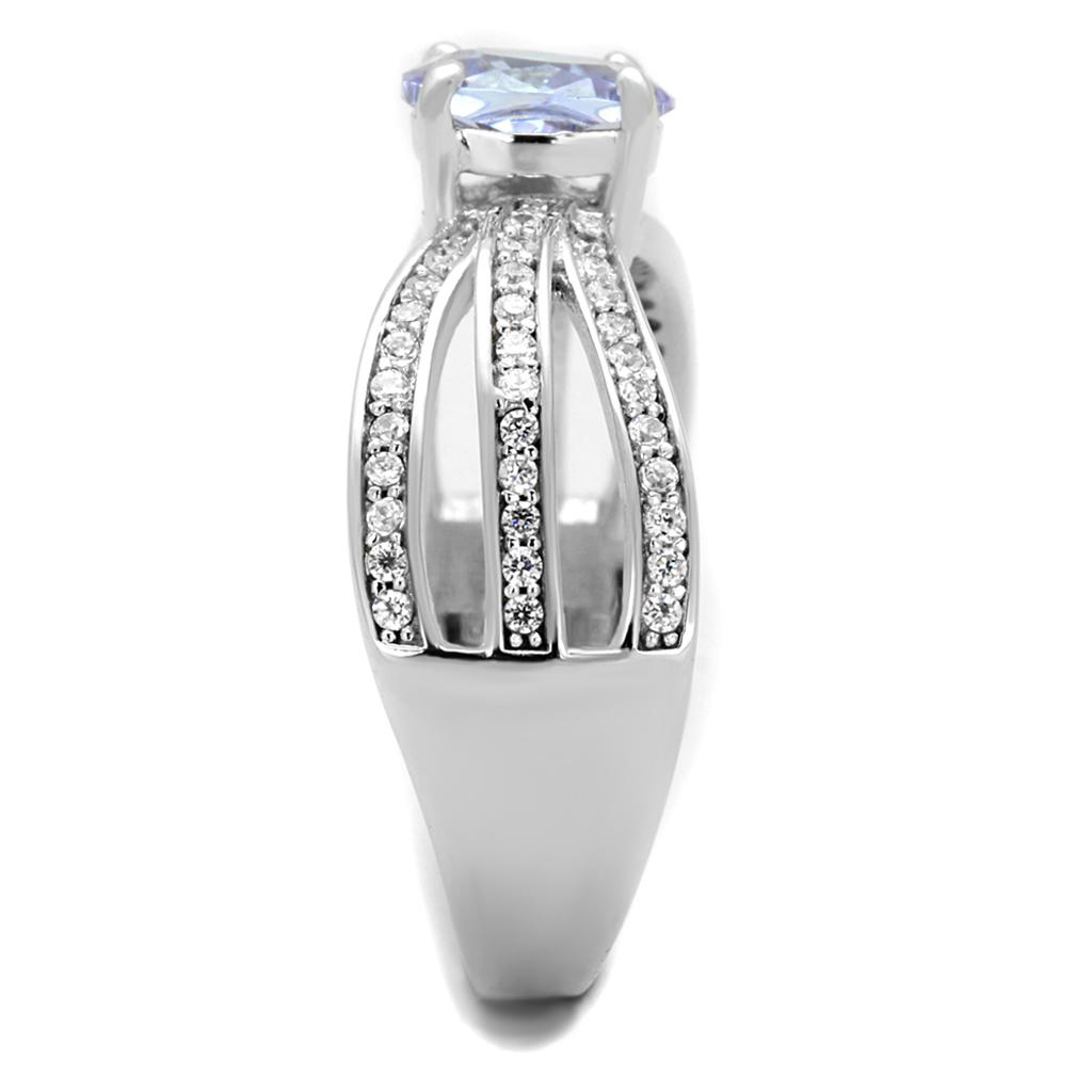 TS265 - Rhodium 925 Sterling Silver Ring with AAA Grade CZ  in Light Amethyst-3