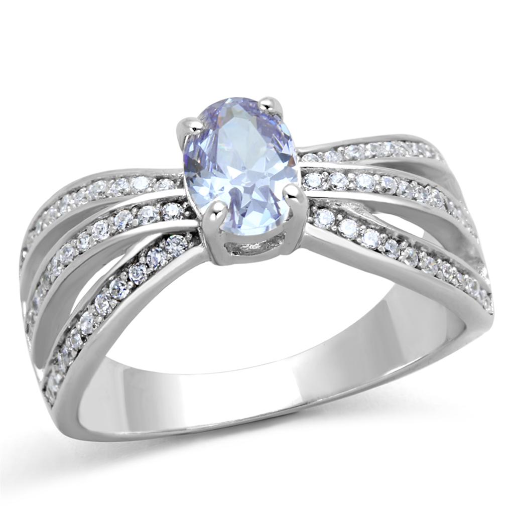 TS265 - Rhodium 925 Sterling Silver Ring with AAA Grade CZ  in Light Amethyst-4