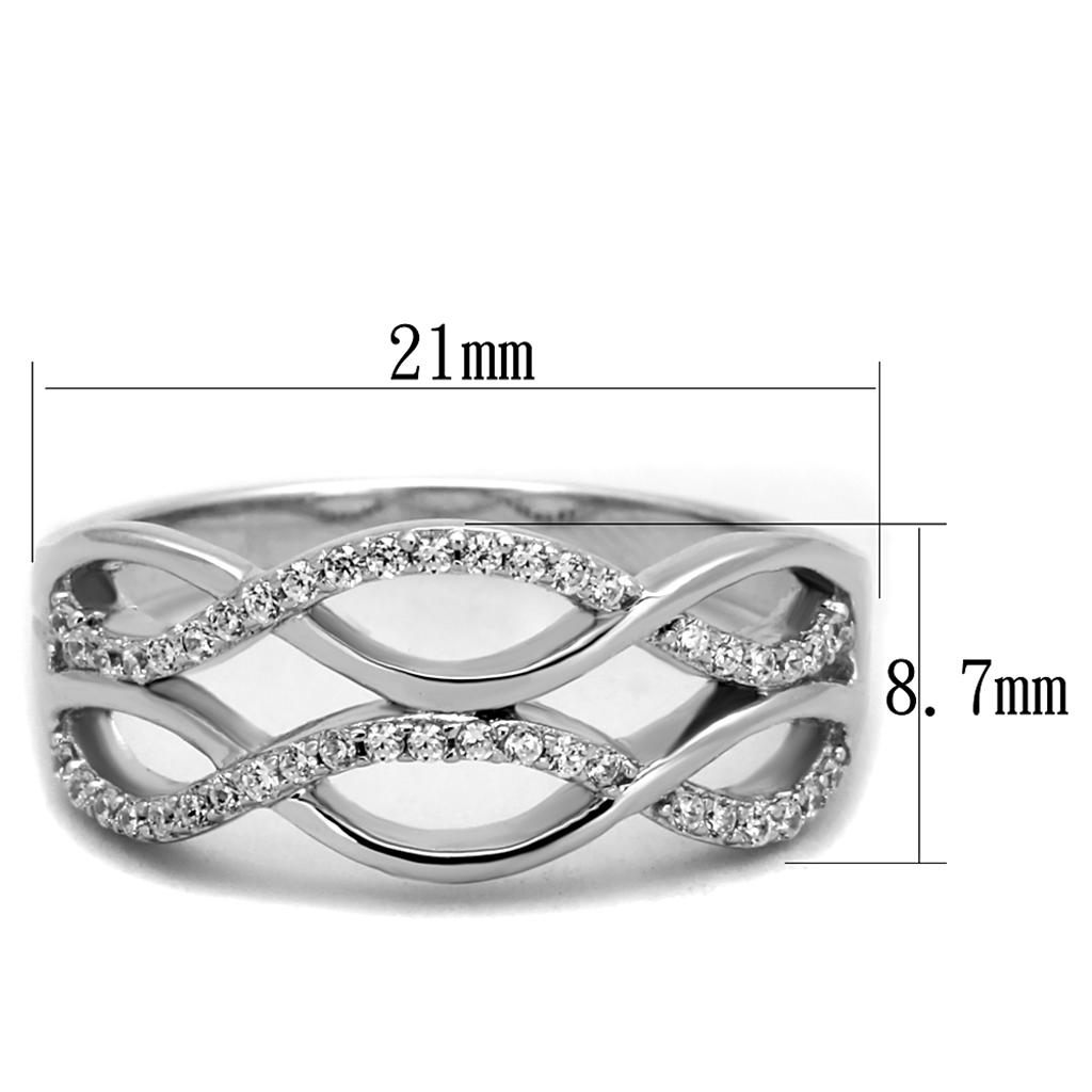TS266 - Rhodium 925 Sterling Silver Ring with AAA Grade CZ  in Clear-1