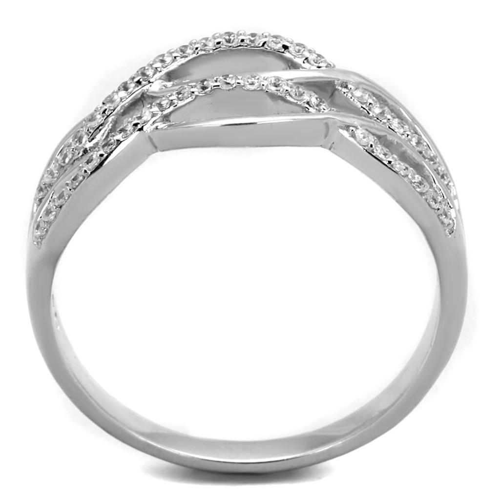 TS266 - Rhodium 925 Sterling Silver Ring with AAA Grade CZ  in Clear-2