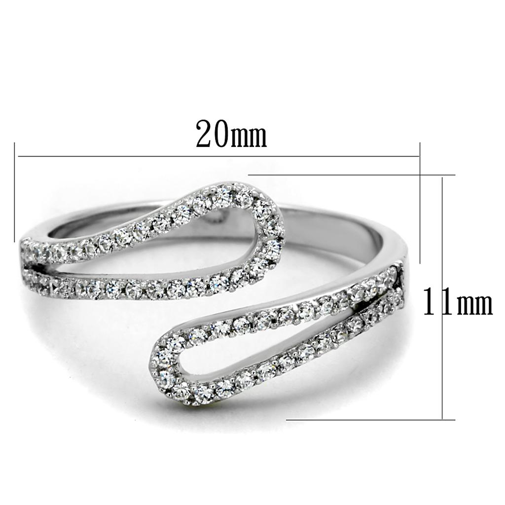 TS267 - Rhodium 925 Sterling Silver Ring with AAA Grade CZ  in Clear-1