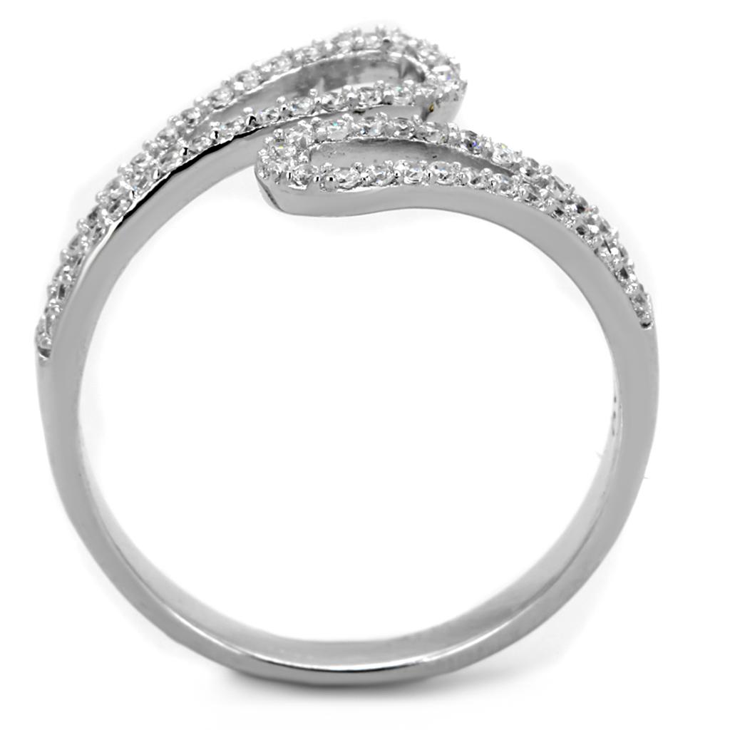 TS267 - Rhodium 925 Sterling Silver Ring with AAA Grade CZ  in Clear-2