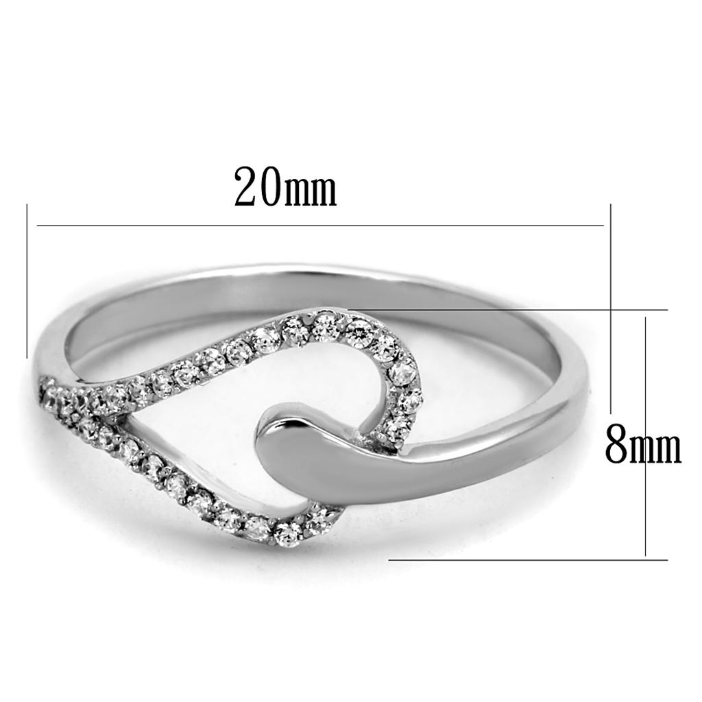 TS269 - Rhodium 925 Sterling Silver Ring with AAA Grade CZ  in Clear-1