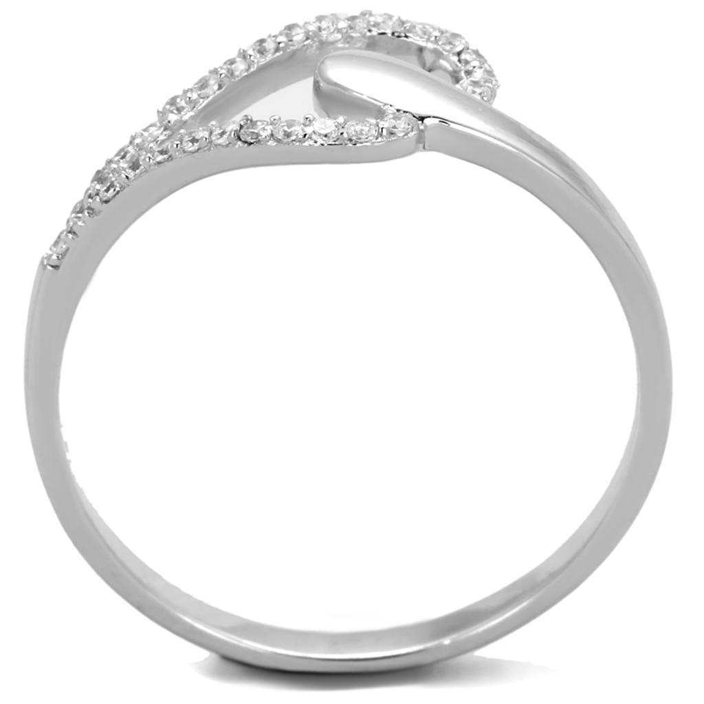 TS269 - Rhodium 925 Sterling Silver Ring with AAA Grade CZ  in Clear-2