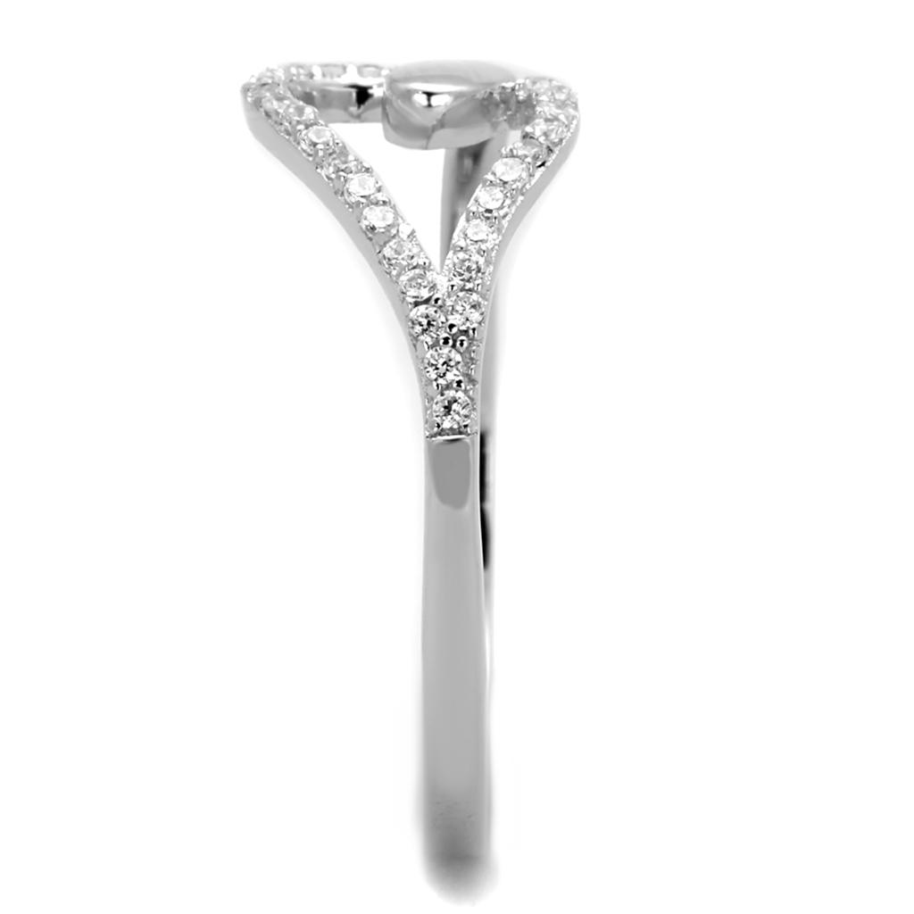 TS269 - Rhodium 925 Sterling Silver Ring with AAA Grade CZ  in Clear-3
