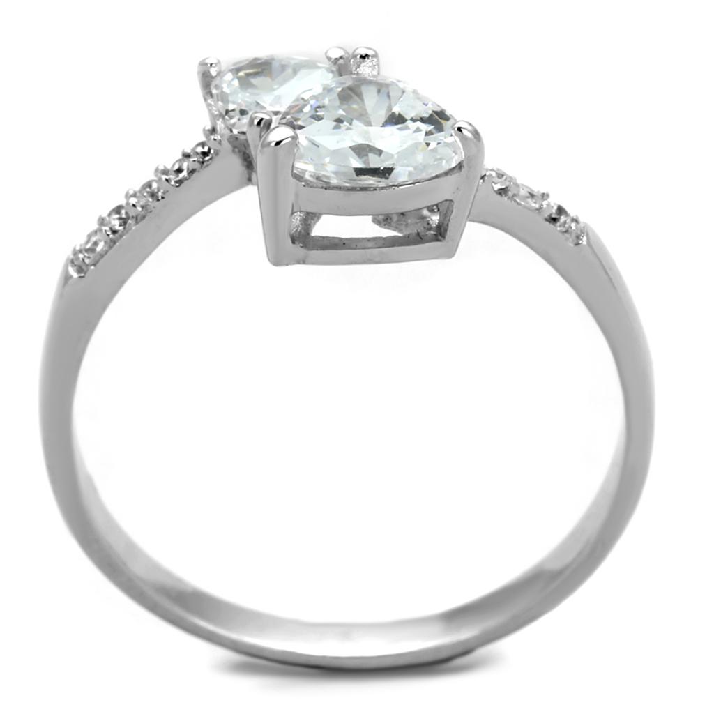 TS271 - Rhodium 925 Sterling Silver Ring with AAA Grade CZ  in Clear-2