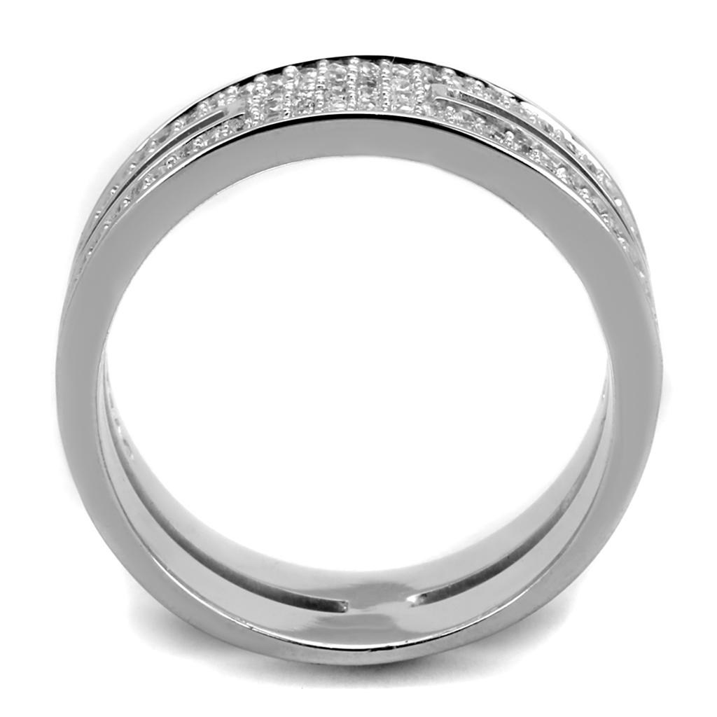 TS273 - Rhodium 925 Sterling Silver Ring with AAA Grade CZ  in Clear-2