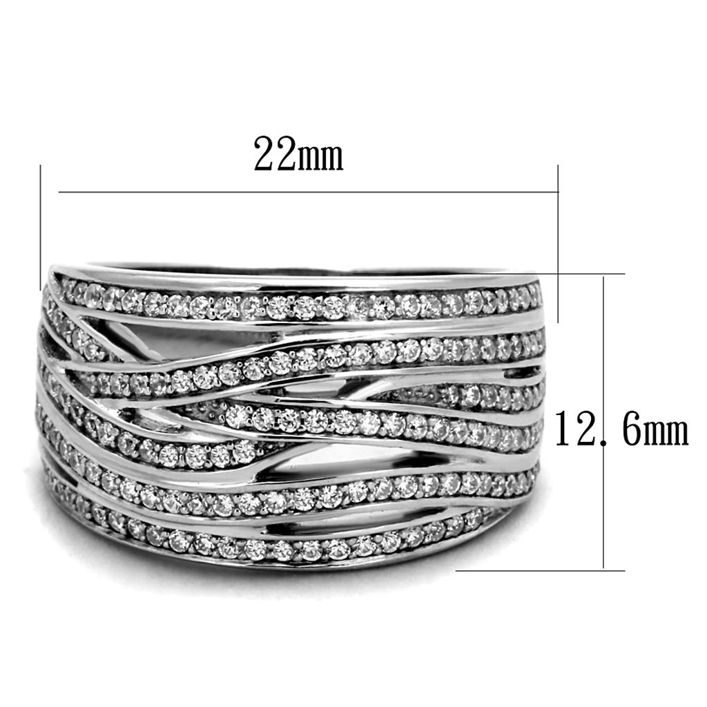 TS274 - Rhodium 925 Sterling Silver Ring with AAA Grade CZ  in Clear-1