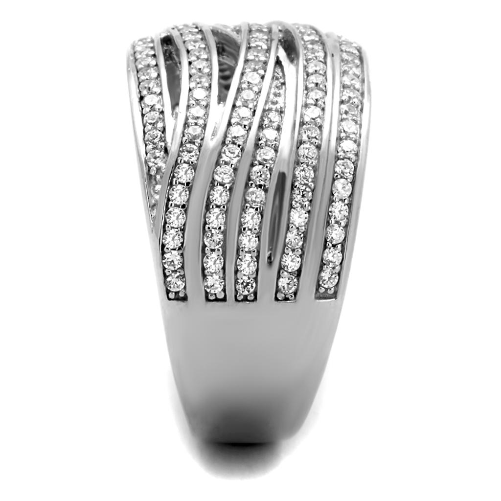 TS274 - Rhodium 925 Sterling Silver Ring with AAA Grade CZ  in Clear-3