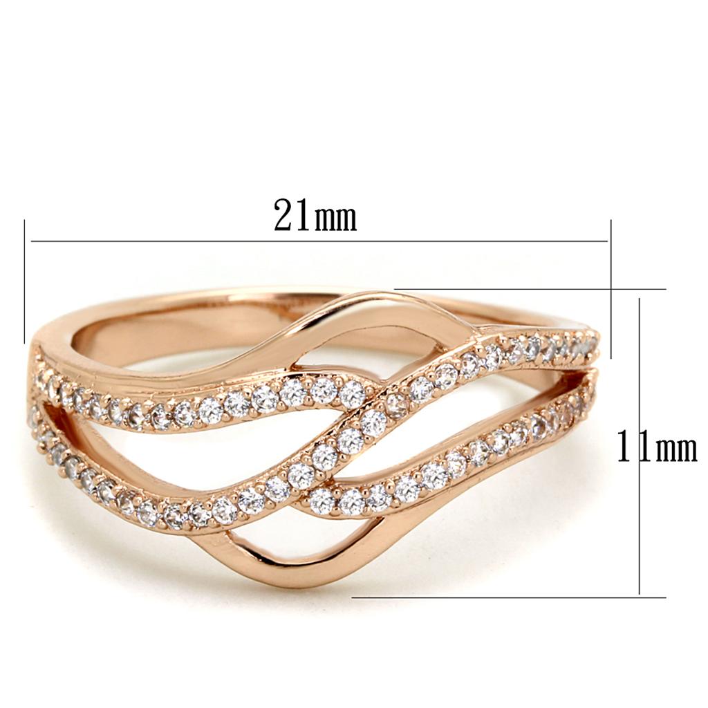 TS276 - Rose Gold 925 Sterling Silver Ring with AAA Grade CZ  in Clear-1