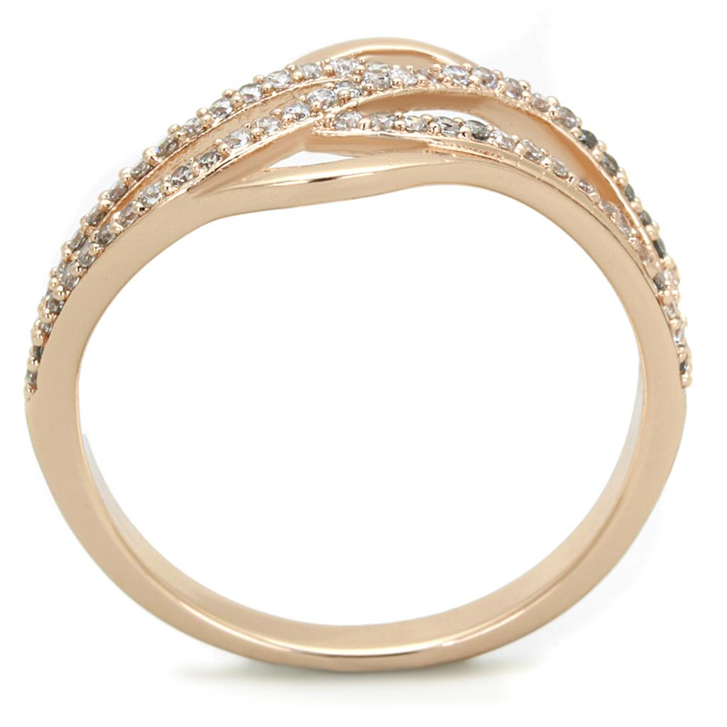 TS276 - Rose Gold 925 Sterling Silver Ring with AAA Grade CZ  in Clear-2