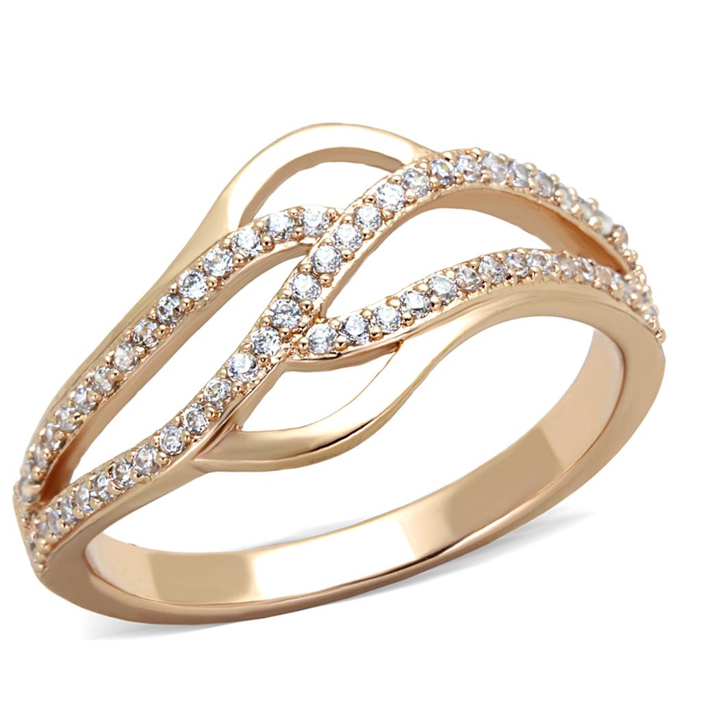 TS276 - Rose Gold 925 Sterling Silver Ring with AAA Grade CZ  in Clear-4