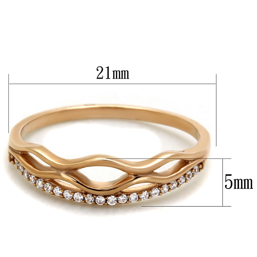 TS278 - Rose Gold 925 Sterling Silver Ring with AAA Grade CZ  in Clear-1