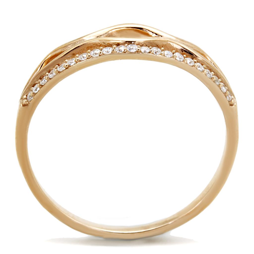 TS278 - Rose Gold 925 Sterling Silver Ring with AAA Grade CZ  in Clear-2