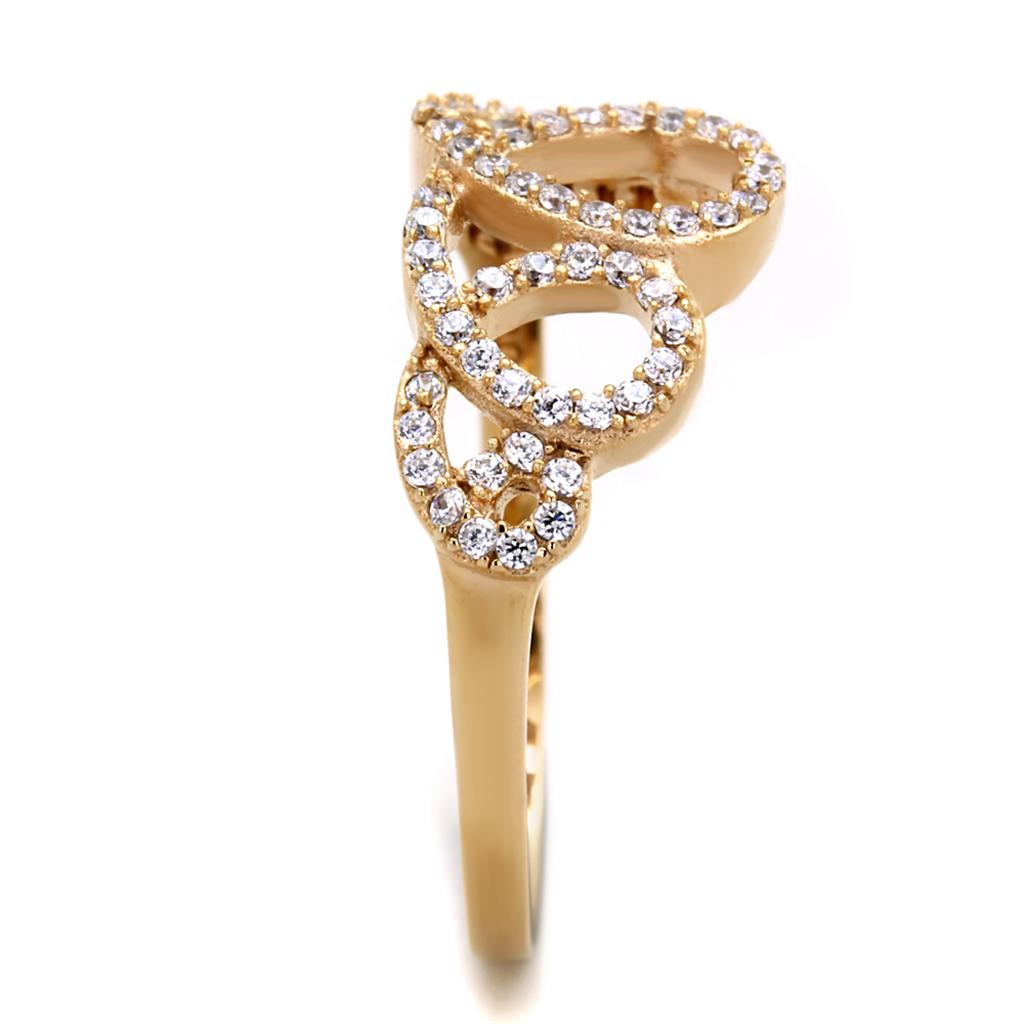 TS279 - Rose Gold 925 Sterling Silver Ring with AAA Grade CZ  in Clear-3
