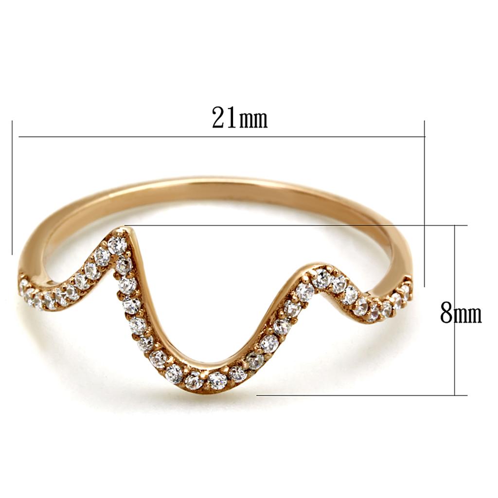 TS280 - Rose Gold 925 Sterling Silver Ring with AAA Grade CZ  in Clear-1