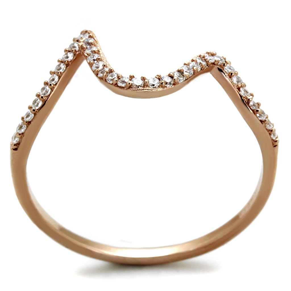 TS280 - Rose Gold 925 Sterling Silver Ring with AAA Grade CZ  in Clear-2