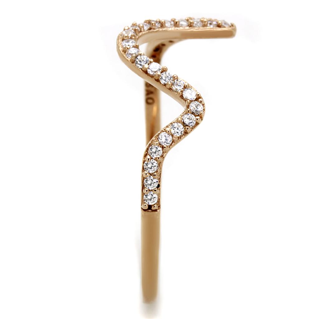 TS280 - Rose Gold 925 Sterling Silver Ring with AAA Grade CZ  in Clear-3