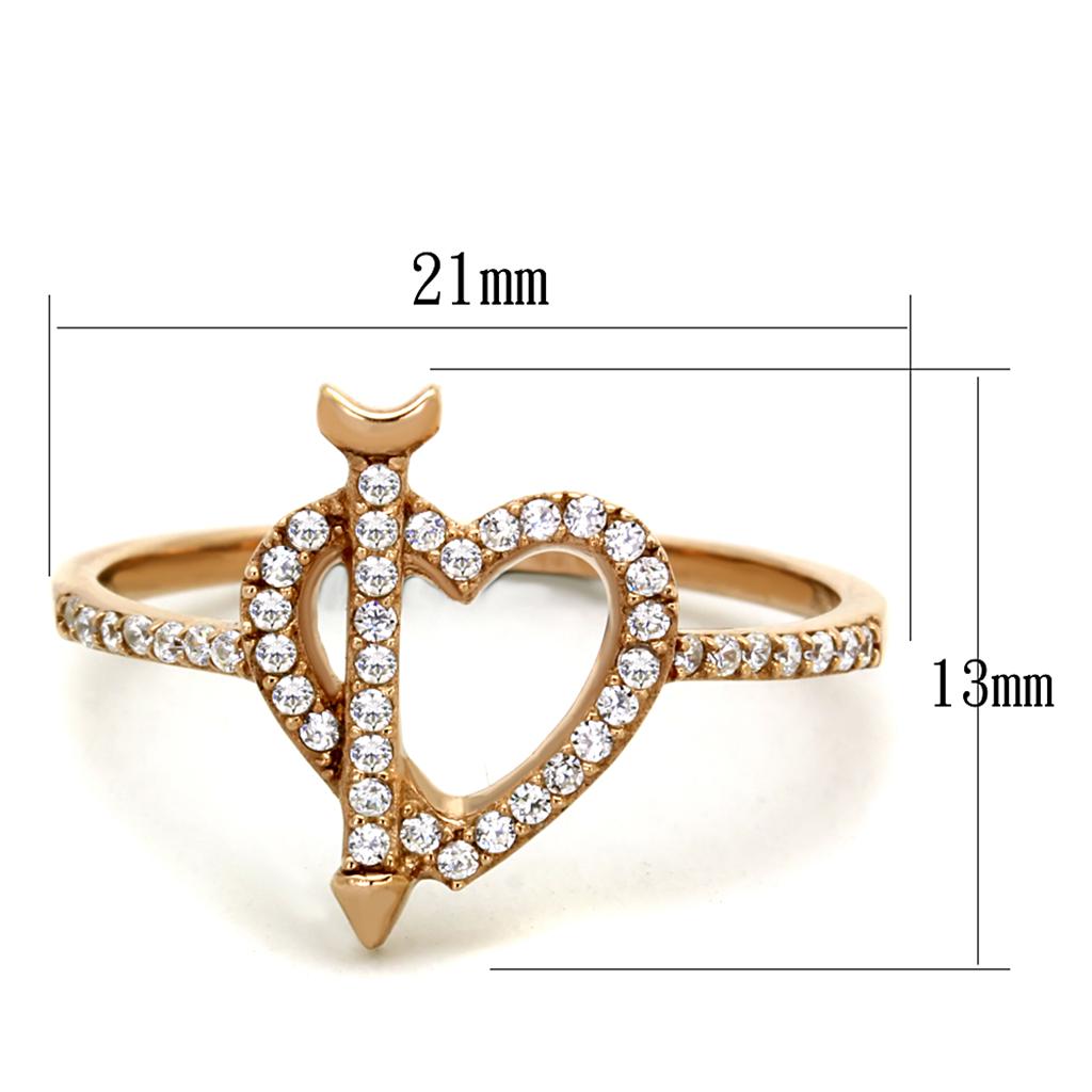 TS281 - Rose Gold 925 Sterling Silver Ring with AAA Grade CZ  in Clear-1