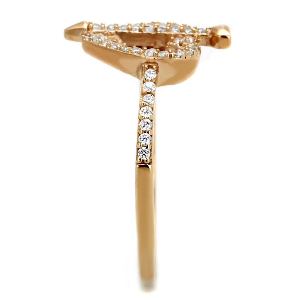 TS281 - Rose Gold 925 Sterling Silver Ring with AAA Grade CZ  in Clear-3