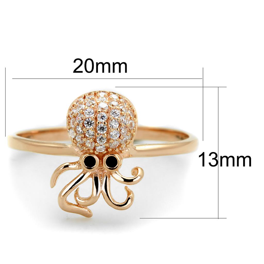 TS282 - Rose Gold 925 Sterling Silver Ring with AAA Grade CZ  in Black Diamond-1