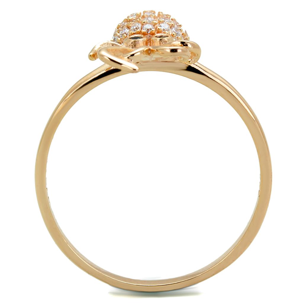 TS282 - Rose Gold 925 Sterling Silver Ring with AAA Grade CZ  in Black Diamond-2