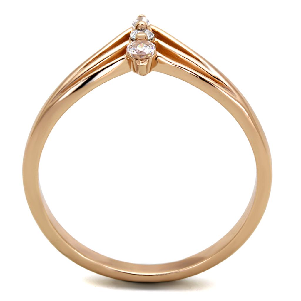 TS283 - Rose Gold 925 Sterling Silver Ring with AAA Grade CZ  in Clear-2