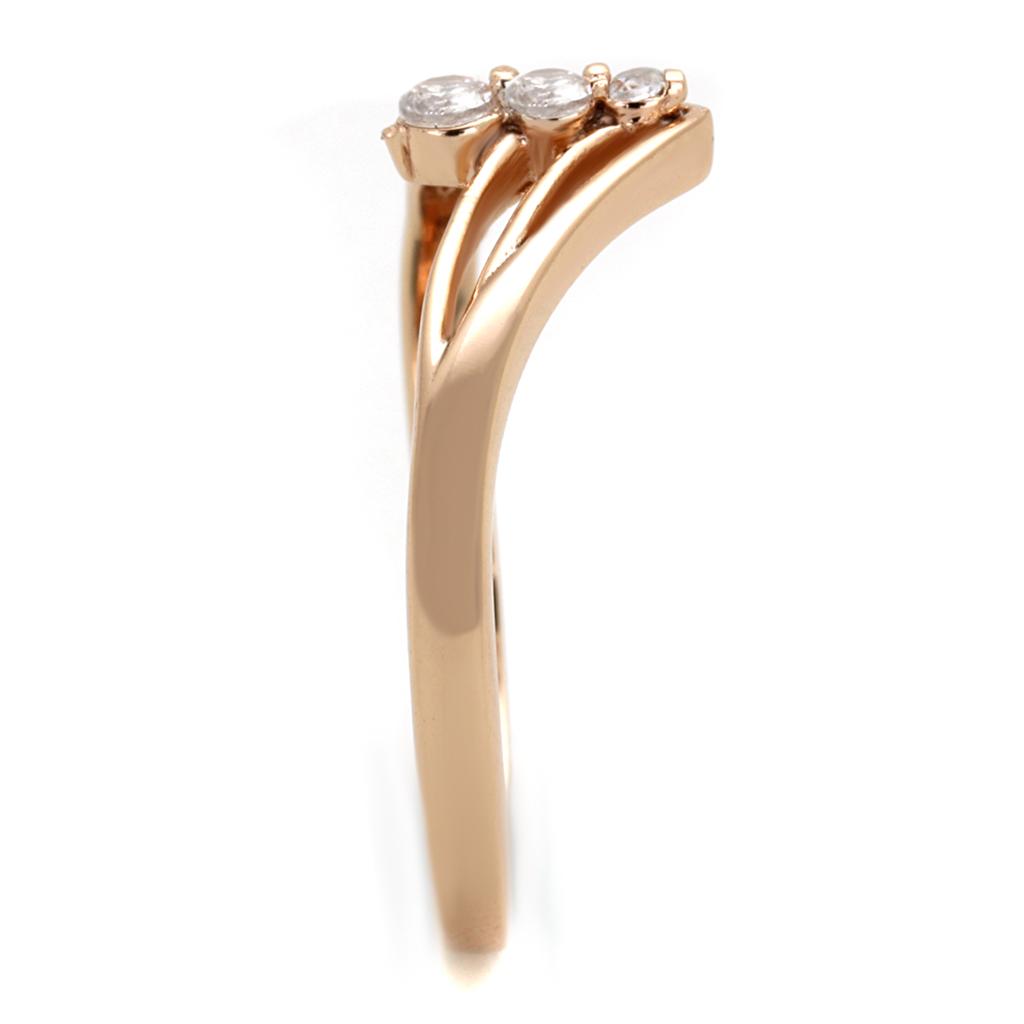 TS283 - Rose Gold 925 Sterling Silver Ring with AAA Grade CZ  in Clear-3