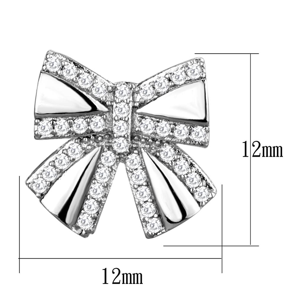 TS287 - Rhodium 925 Sterling Silver Earrings with AAA Grade CZ  in Clear-1