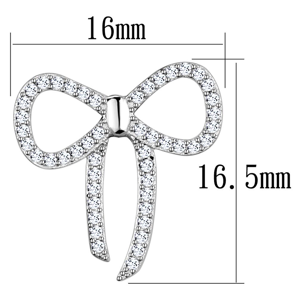 TS289 - Rhodium 925 Sterling Silver Earrings with AAA Grade CZ  in Clear-1